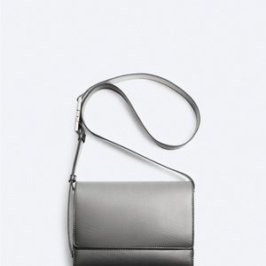 Zara Gray Leather Crossbody Bag